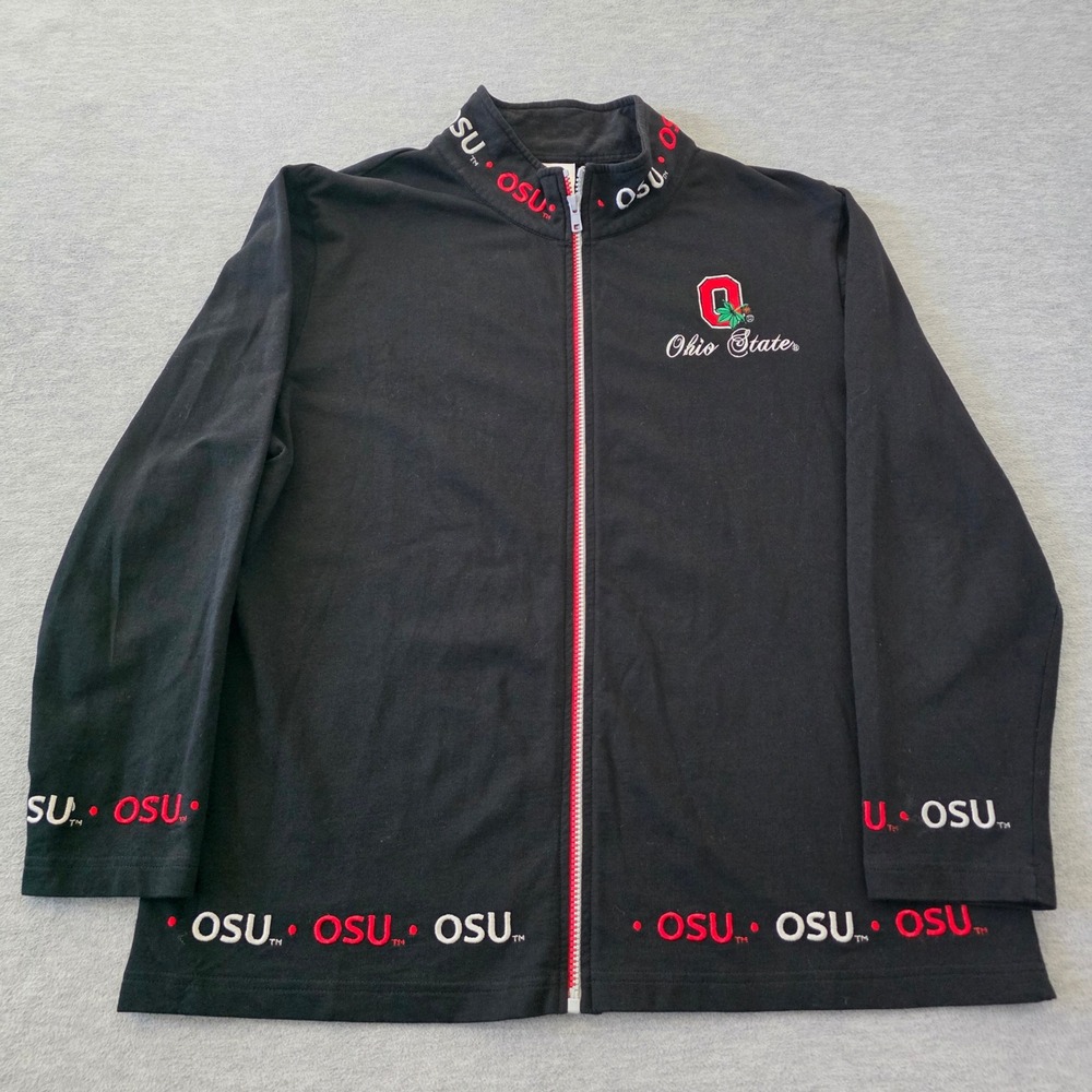 Trendz Ohio State Buckeyes Full Zip Jacket Womens XL Black Cotton Embroidered
